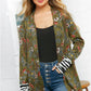 Emerald Floral Stripe Cardigan with Thumbholes