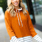 Everyday Rust Stripe Hacci Knit Turtleneck Top