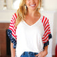 Feeling Patriotic Stars & Stripes Flutter Sleeve V Neck Top