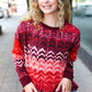 Holiday Vibes Wine Cable Knit Print Hacci Knit Sweater