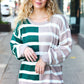 Hunter Green & Taupe Striped Color Block Sweater