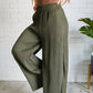 Harmony High Rise Wide Pants in Olive