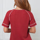 Heartbreaker Waffle Knit Tee in Cranberry