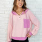 Here for Now Color Block Hoodie in Pink