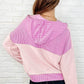 Here for Now Color Block Hoodie in Pink