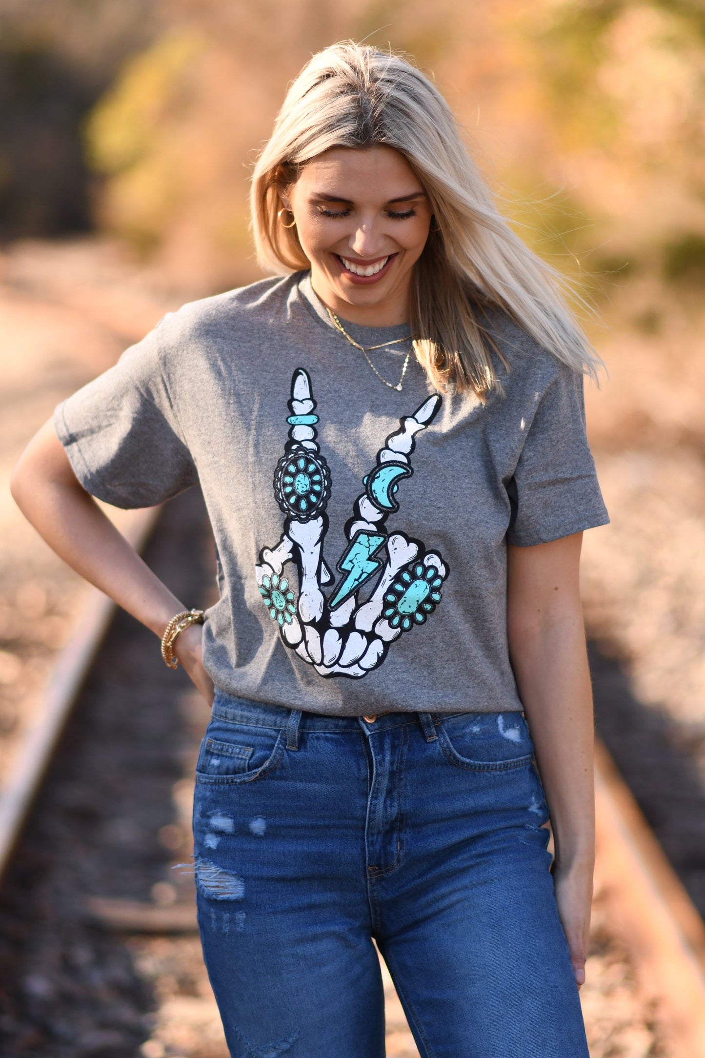 Western Skelly Peace Hand Tee