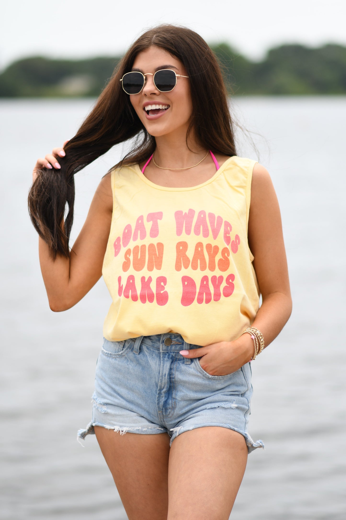 Boat Waves Sun Rays Lake Days Tank/Tee