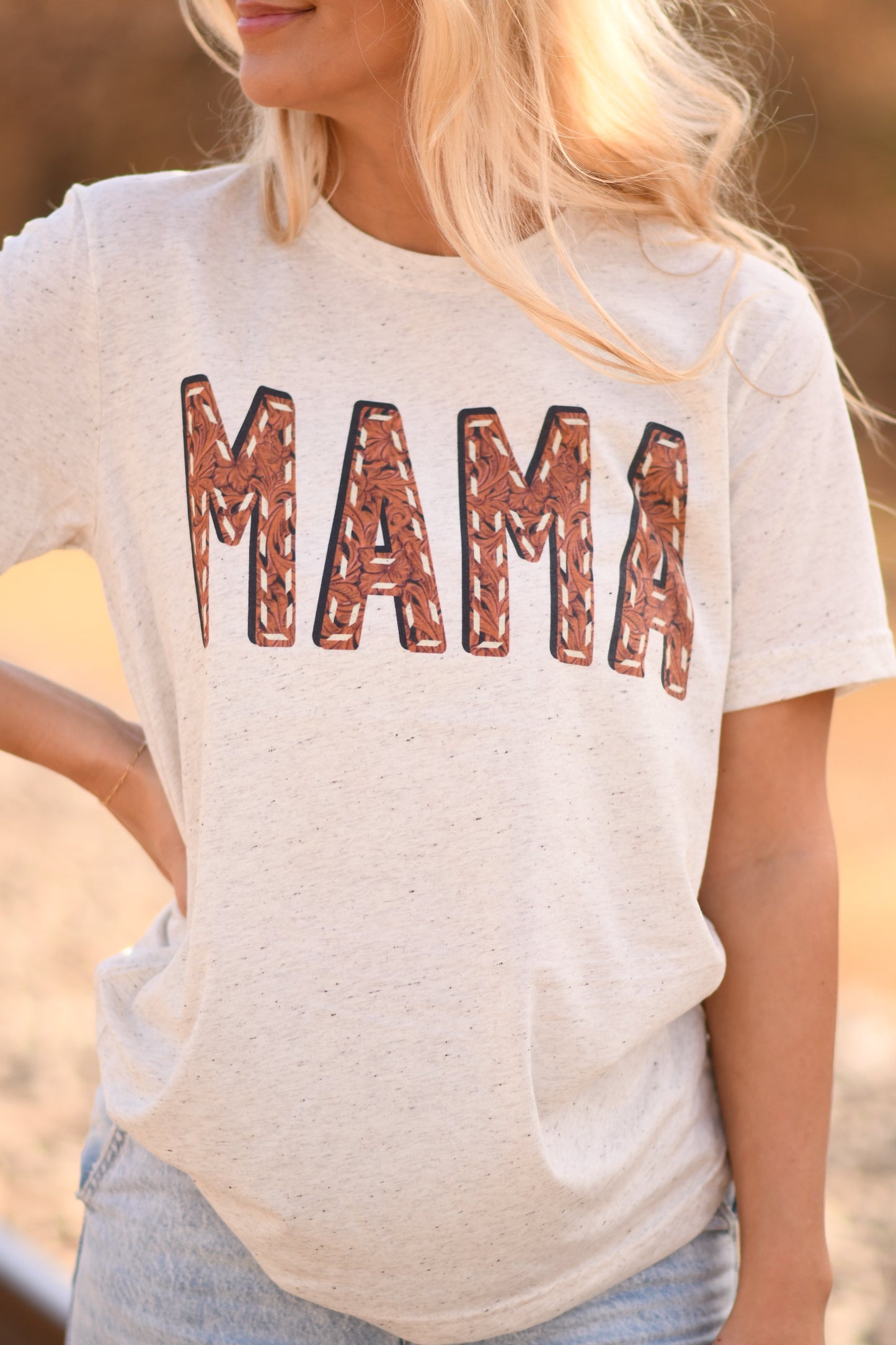 Mama Tooled Leather Tee