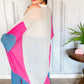 Feel Your Best Taupe & Fuchsia Color Block Ruffle Hem Kimono