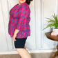 Back To Basics Fuchsia Plaid Notched Neck Babydoll Top