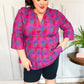 Back To Basics Fuchsia Plaid Notched Neck Babydoll Top