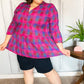 Back To Basics Fuchsia Plaid Notched Neck Babydoll Top