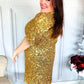 New Year Diva Dolman Gold Sequined Lined Babydoll Dress