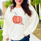 Halloween Lovely Ivory Embroidered Pumpkin Knit Sweater