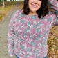 Magenta & Teal Vintage Two Tone Knit Top