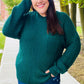 Classy Chic Hunter Green Mock Neck Chest Pocket Knit Sweater