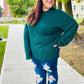 Classy Chic Hunter Green Mock Neck Chest Pocket Knit Sweater