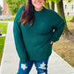 Classy Chic Hunter Green Mock Neck Chest Pocket Knit Sweater