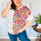 Always Fun Ivory & Fuchsia Stripe and Crochet Print Top