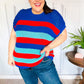 Forget Me Not Royal Blue Stripe Short Sleeve Dolman Sweater