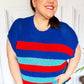 Forget Me Not Royal Blue Stripe Short Sleeve Dolman Sweater