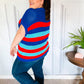 Forget Me Not Royal Blue Stripe Short Sleeve Dolman Sweater