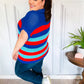 Forget Me Not Royal Blue Stripe Short Sleeve Dolman Sweater