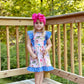 Lilac Polka Dot & Floral Print Ruffle Sleeveless Dress