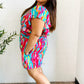 Feeling Bold Fuchsia Abstract Print Smocked Waist Flutter Sleeve Romper