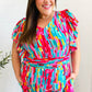 Feeling Bold Fuchsia Abstract Print Smocked Waist Flutter Sleeve Romper