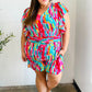 Feeling Bold Fuchsia Abstract Print Smocked Waist Flutter Sleeve Romper