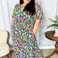 All For You Navy Multicolor Abstract Print Smocked Waist Maxi Dress