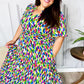 All For You Navy Multicolor Abstract Print Smocked Waist Maxi Dress