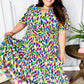 All For You Navy Multicolor Abstract Print Smocked Waist Maxi Dress