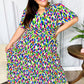 All For You Navy Multicolor Abstract Print Smocked Waist Maxi Dress