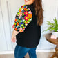 Eyes On You Black Floral Puff Sleeve V Neck Top