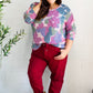 Beautiful You Magenta Floral Vintage Two Tone Knit Top