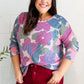 Beautiful You Magenta Floral Vintage Two Tone Knit Top