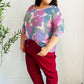 Beautiful You Magenta Floral Vintage Two Tone Knit Top