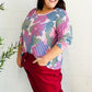 Beautiful You Magenta Floral Vintage Two Tone Knit Top