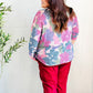 Beautiful You Magenta Floral Vintage Two Tone Knit Top