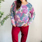 Beautiful You Magenta Floral Vintage Two Tone Knit Top