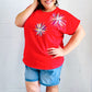 Light Me Up Red Sequin Firework Dolman Top