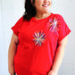 Light Me Up Red Sequin Firework Dolman Top