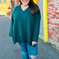 Casual Chic Hunter Green Oversized V Neck Rib Knit Sweater