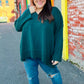 Casual Chic Hunter Green Oversized V Neck Rib Knit Sweater