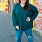 Casual Chic Hunter Green Oversized V Neck Rib Knit Sweater