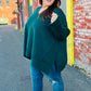 Casual Chic Hunter Green Oversized V Neck Rib Knit Sweater