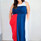 Patriotic Color Block Fit & Flare Maxi Dress