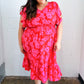 Remember Me Red & Pink Floral Print Smocked Waist Midi Dress